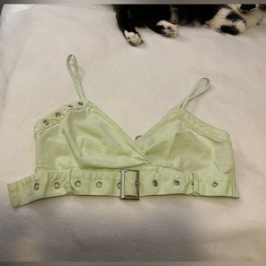 Light Green Buckle Cropped top